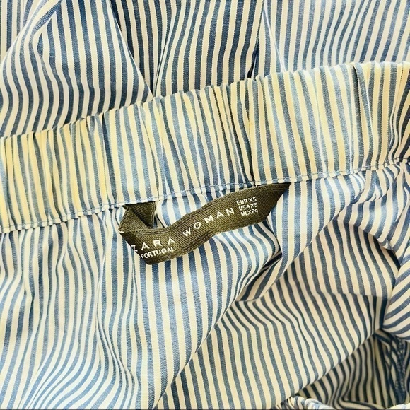 New Zara vertical stipe off the shoulder top blue white - Picture 5 of 5